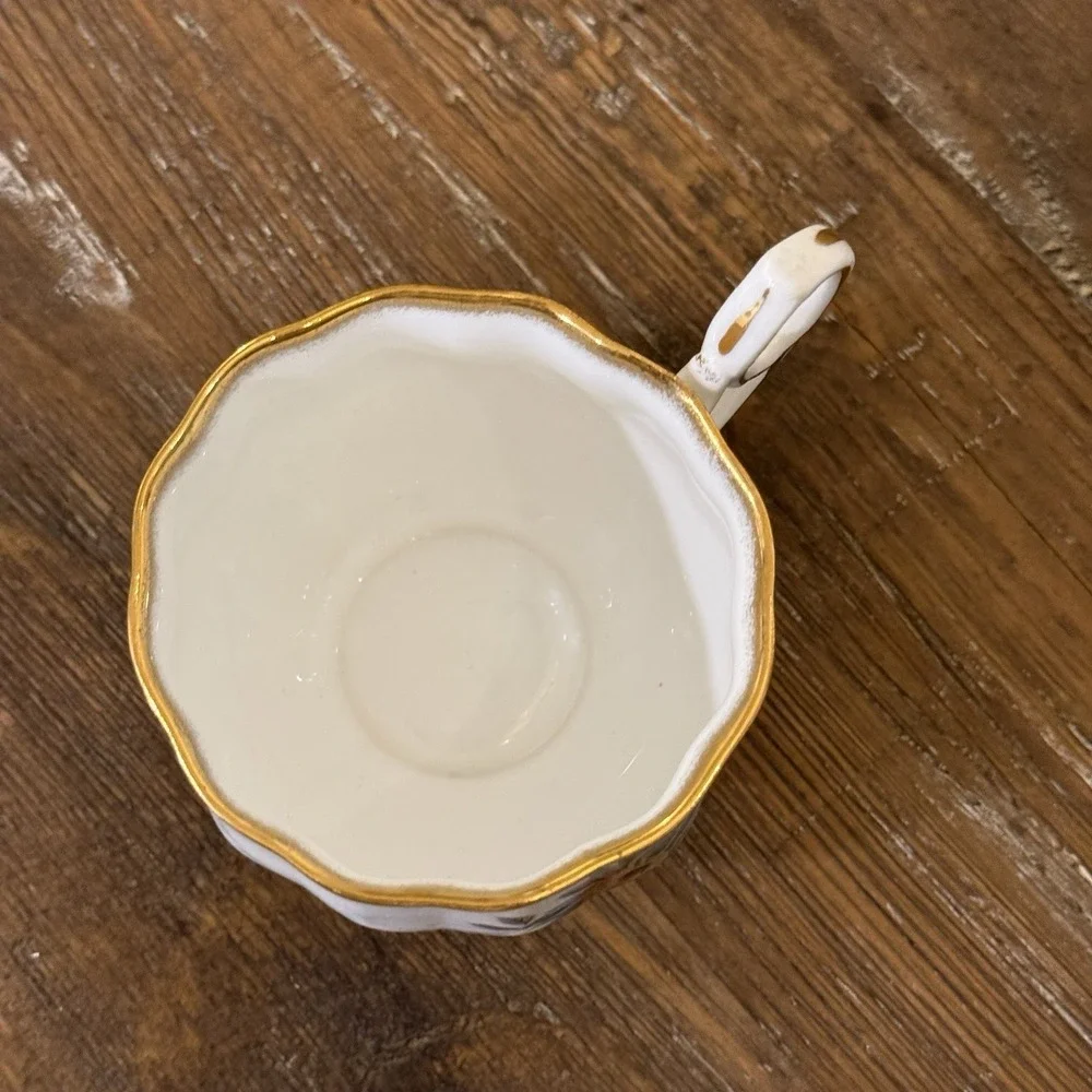 VTG Rosina England Tea Cup & Saucer Floral Bone China Footed Gold Trim